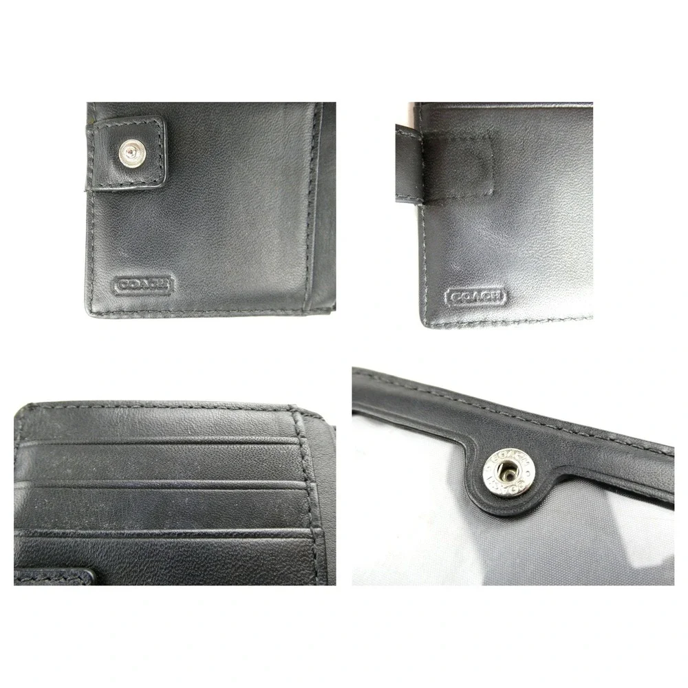 Coach Signature Black Small Bifold Snap Wallet - Picture 9 of 12